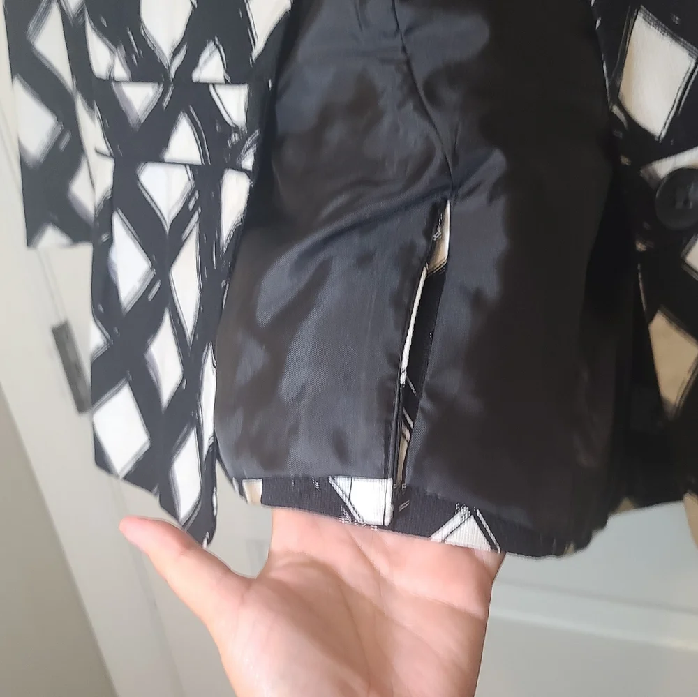 East 5th BLACK & WHITE Brushstroke Diamond 3/4 Blazer - Picture 6 of 9